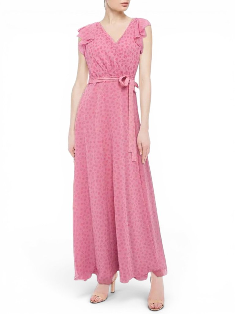 Diane Von Furstenberg Dvf Eldridge Pink Rose Dots Foxglove Wrap Maxi Dress Nwt 6